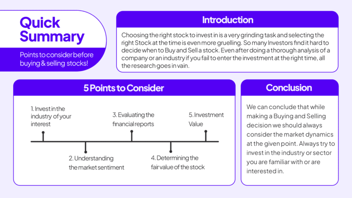 QUICK SUMMARY of 5 Points to Consider Before Buying and Selling