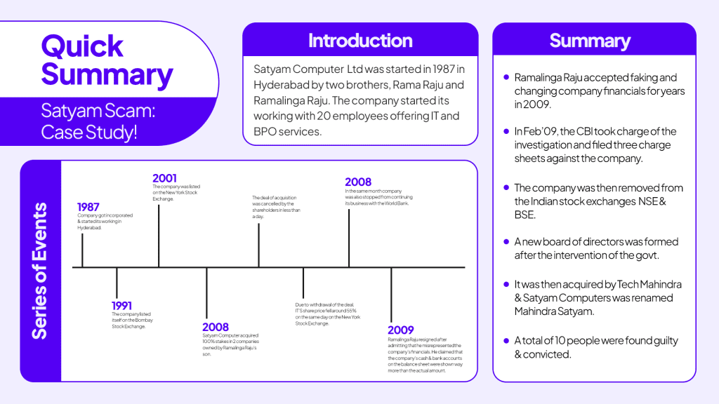 quick summary of the satyam scam